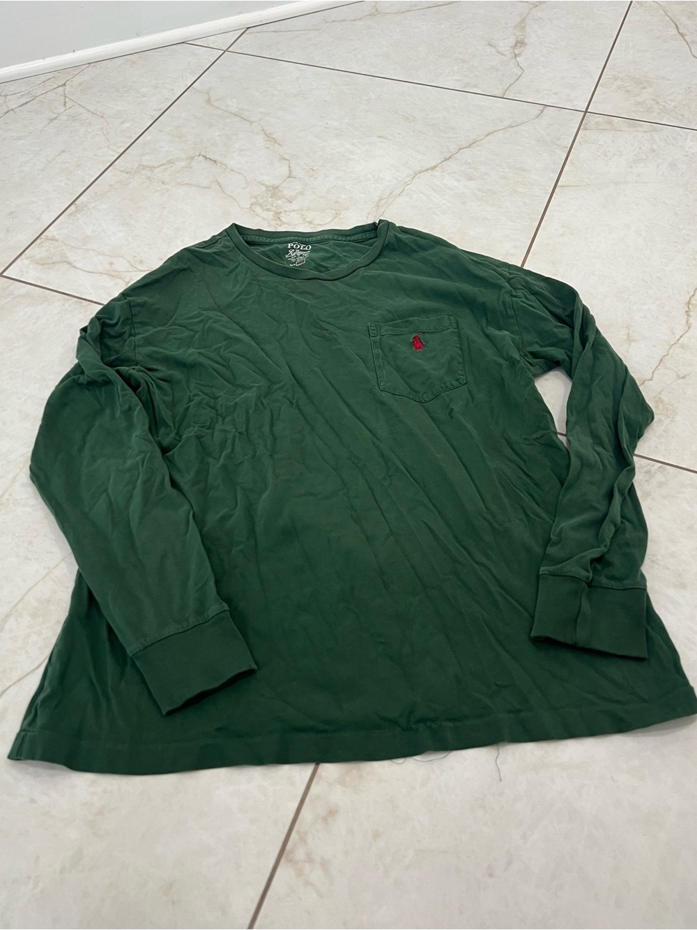 Polo Ralph Lauren Green Long Sleeve Logo T-Shirt Size Medium